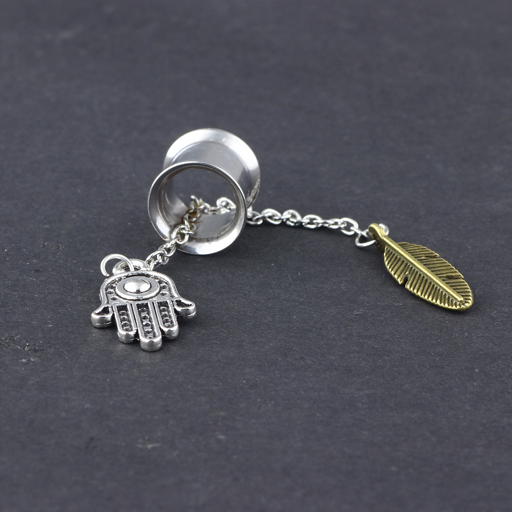New Pendant Auricle Stainless Steel Ear Expansion Body Piercing Jewelry Palm Ear Plug - Image 3