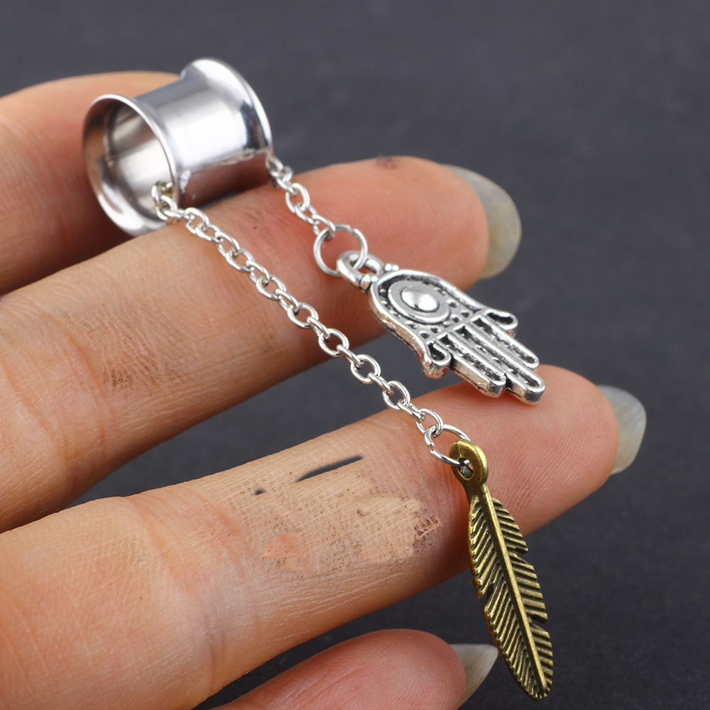 New Pendant Auricle Stainless Steel Ear Expansion Body Piercing Jewelry Palm Ear Plug - Image 2