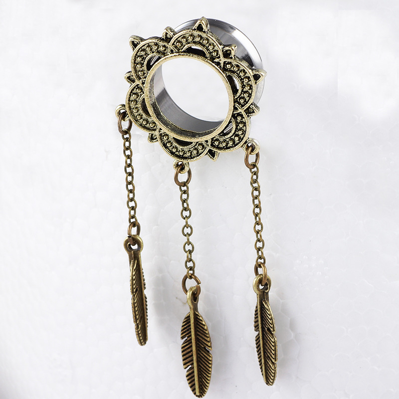 Bronze 16mm U-Shaped Leaf Ear Weights Stainless Steel Body Jewelry for Gauged Earlobes - Image 5