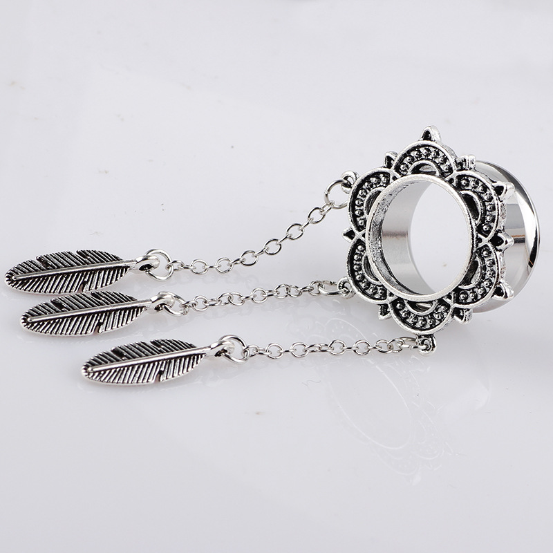 Bronze 16mm U-Shaped Leaf Ear Weights Stainless Steel Body Jewelry for Gauged Earlobes - Image 2