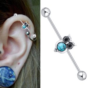 Owl Industrial Ear Studs Tongue Nail Piercing Expansion - Metal Animal Earring