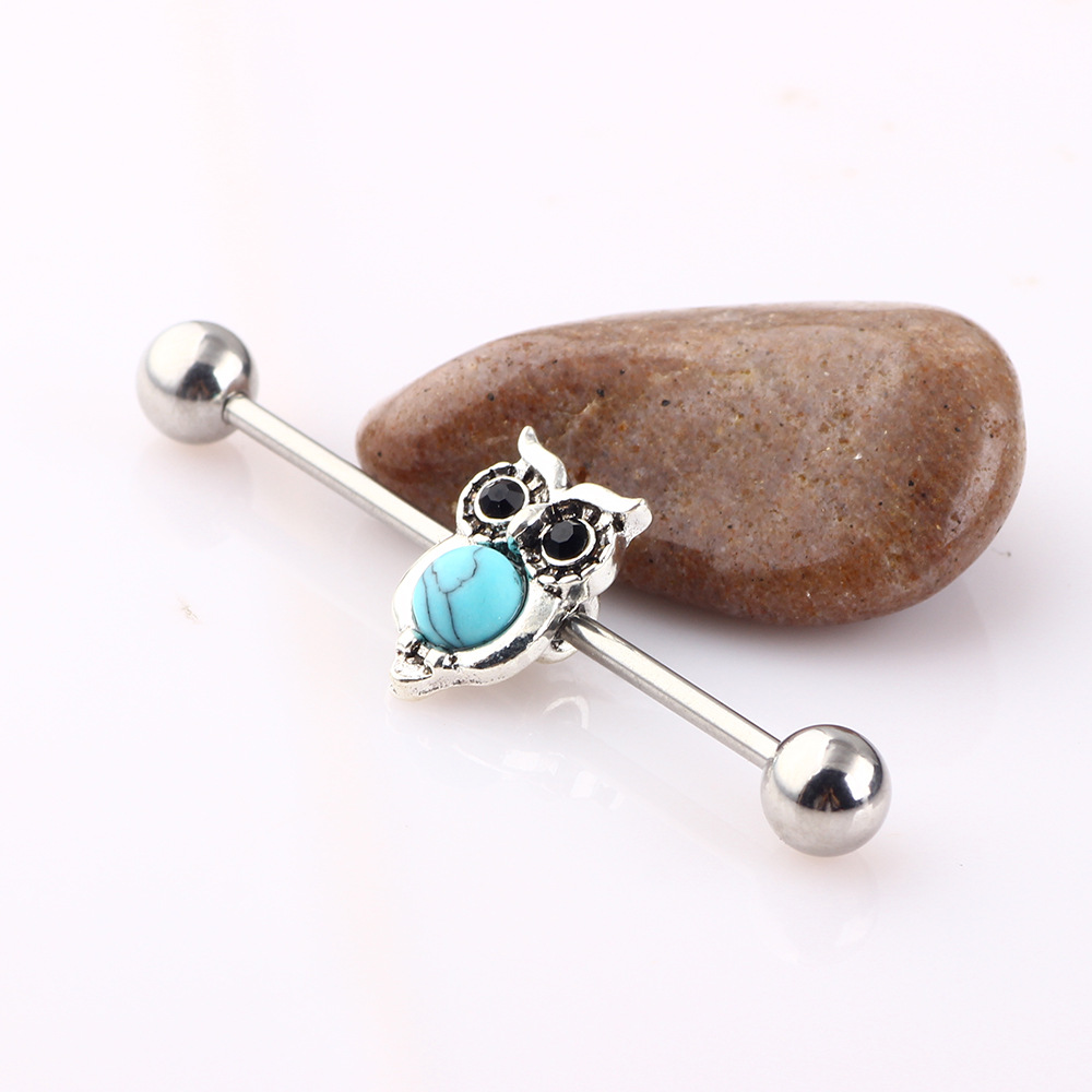 Owl Industrial Ear Studs Tongue Nail Piercing Expansion - Metal Animal Earring - Image 2