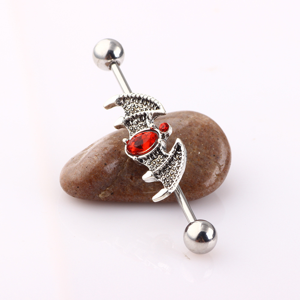 Black Bat Industrial Ear Stud Long Earring eBay AliExpress WISH Tongue Nail Piercing Ear Expansion - Image 2