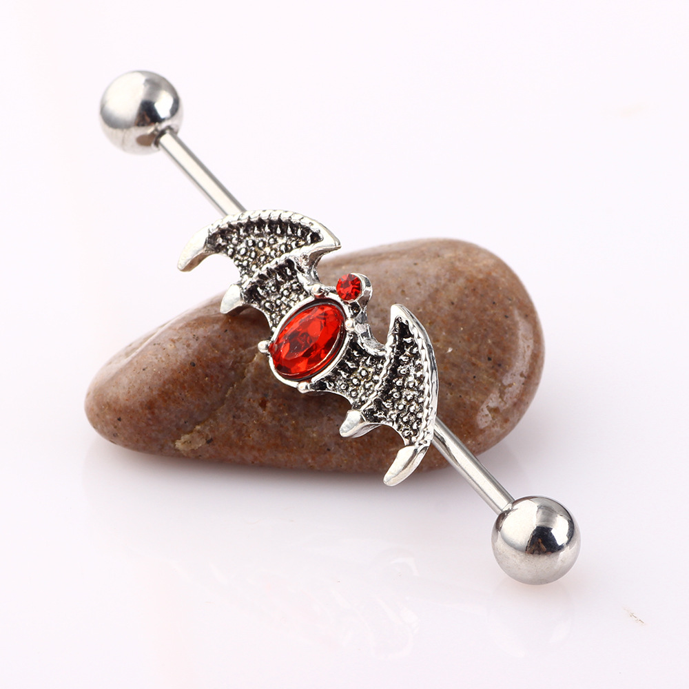 Black Bat Industrial Ear Stud Long Earring eBay AliExpress WISH Tongue Nail Piercing Ear Expansion - Image 5