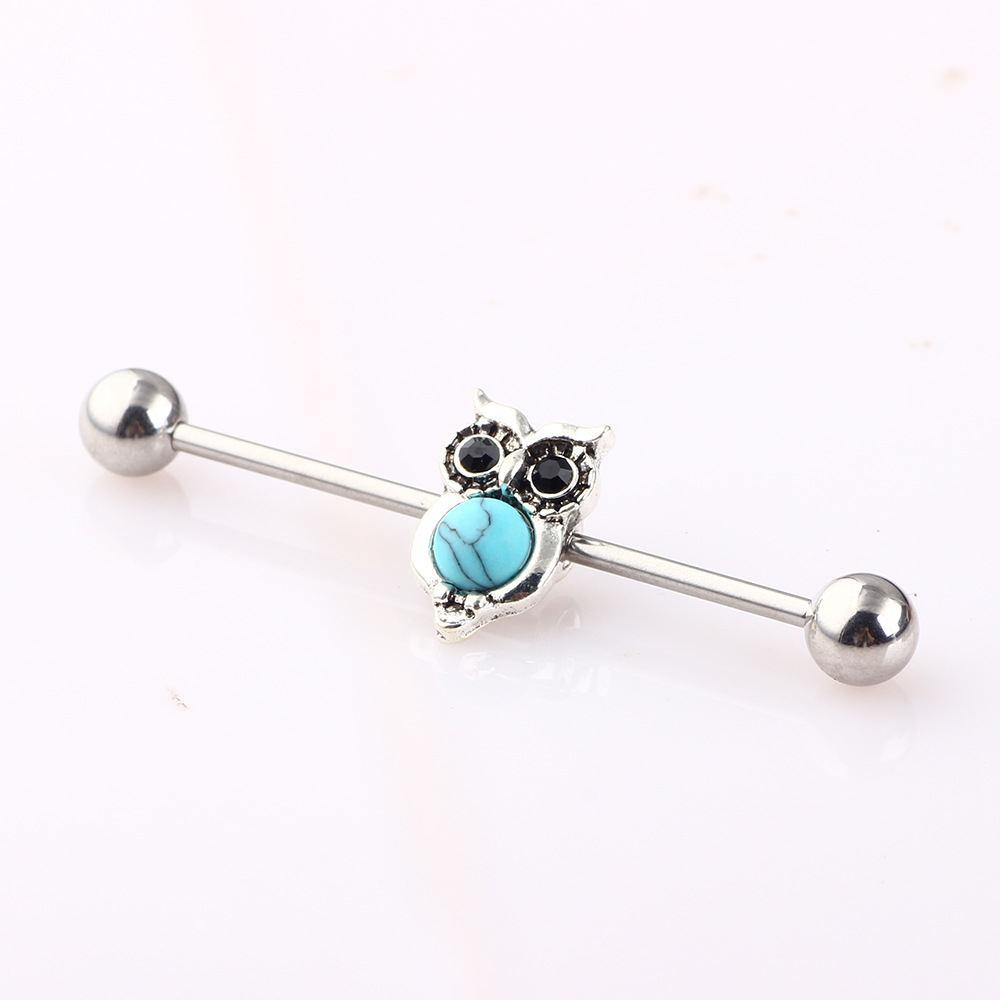 Owl Industrial Ear Studs Tongue Nail Piercing Expansion - Metal Animal Earring - Image 3