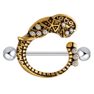 Amazon Bestseller European American Retro Ancient Gold Breast Nail Earrings - Allergic-Free Stainless Steel Geometric Body Piercing Jewelry for Women