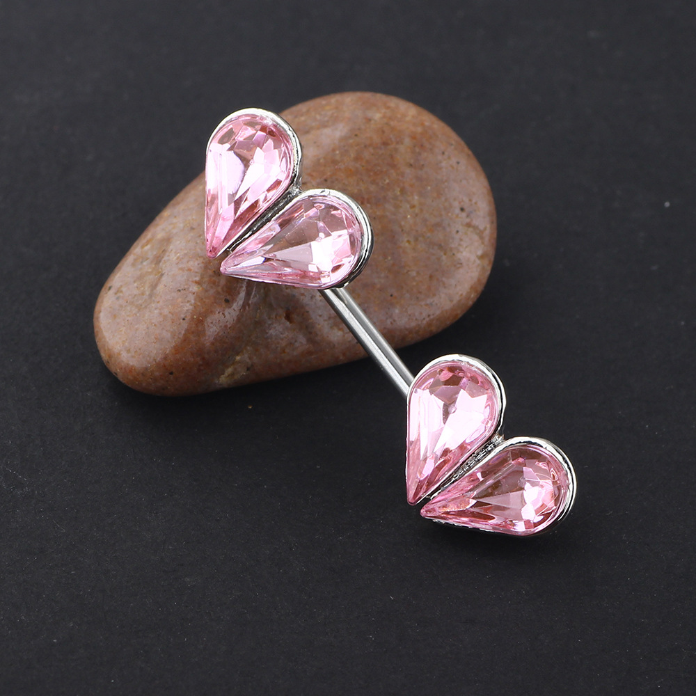 Pink Heart-Shaped Stainless Steel Earring Stud for Women - Allergic-Safe Body Piercing Jewelry - Image 3