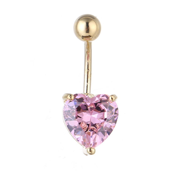 European & American Wholesale Heart-Shaped Navel Ring Zircon Diamond Belly Button Ring Stainless Steel - Image 2