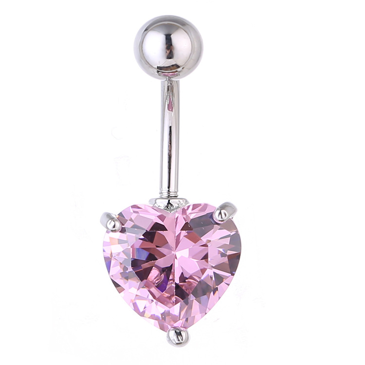 European & American Wholesale Heart-Shaped Navel Ring Zircon Diamond Belly Button Ring Stainless Steel - Image 3