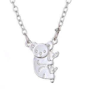 Koala Bear Pendant Necklace Silver Animal Jewelry Necklace for Women