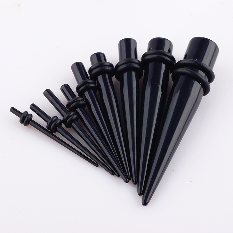 Trendy Black Pointed Cone Acrylic Ear Expander 24mm Auricle Plugs Ear Stretcher - Image 4