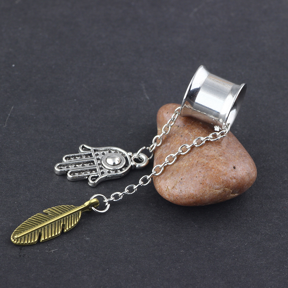 New Pendant Auricle Stainless Steel Ear Expansion Body Piercing Jewelry Palm Ear Plug - Image 4