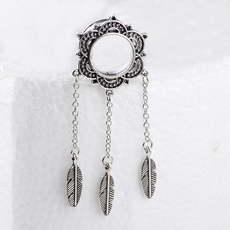 Bronze 16mm U-Shaped Leaf Ear Weights Stainless Steel Body Jewelry for Gauged Earlobes - Image 3