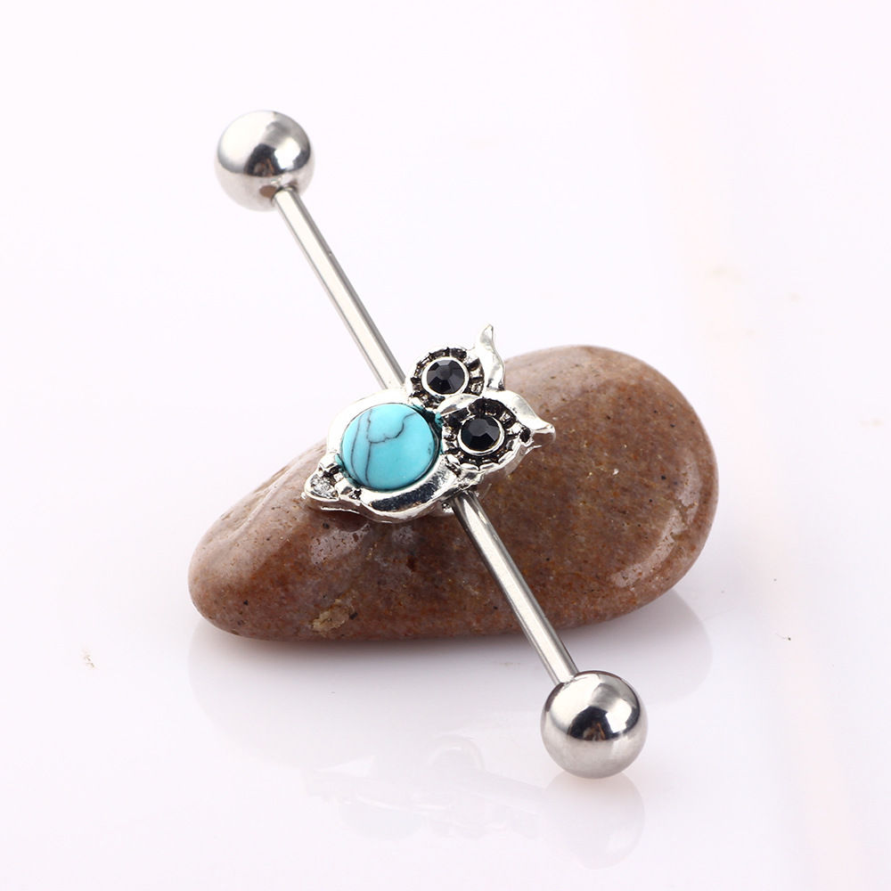 Owl Industrial Ear Studs Tongue Nail Piercing Expansion - Metal Animal Earring - Image 5