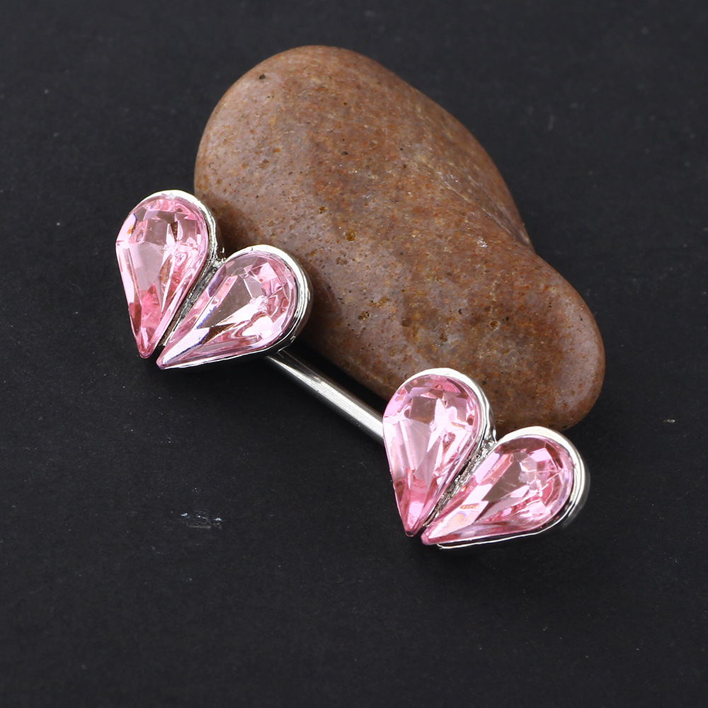 Pink Heart-Shaped Stainless Steel Earring Stud for Women - Allergic-Safe Body Piercing Jewelry - Image 2