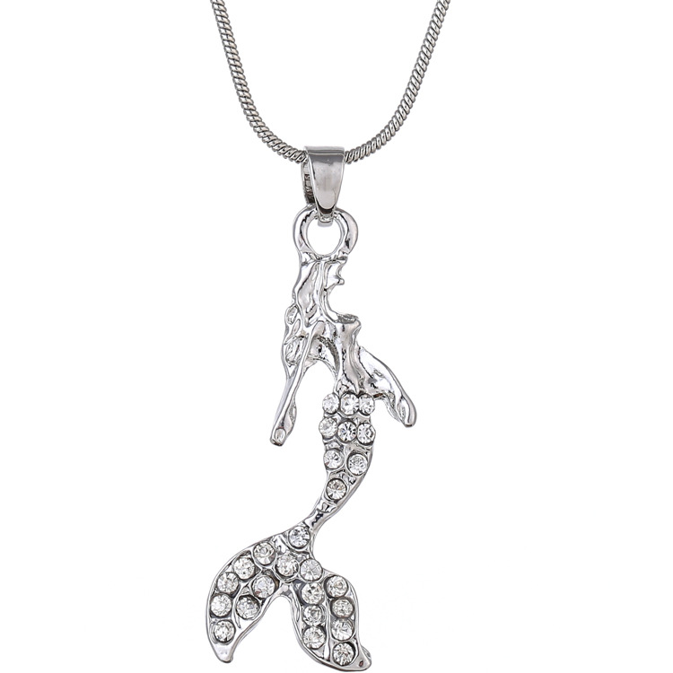 European American Short Mermaid Clavicle Necklace Multi-color Diamond Jewelry for Women - Image 2
