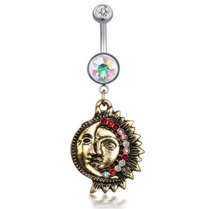 Medical Steel Star Moon Navel Ring Belly Button Ring Body Piercing Jewelry Wholesale