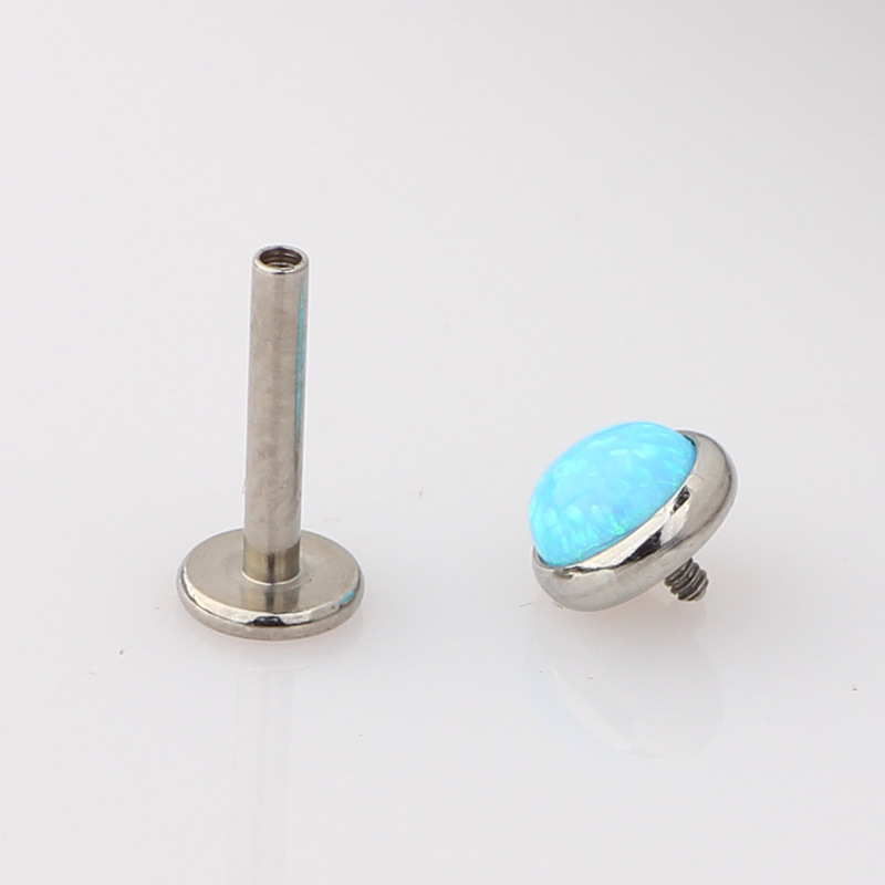 European American Opal Stud Earrings Stainless Steel Internal Thread Lip Nail Amazon Piercing Jewelry - Image 5