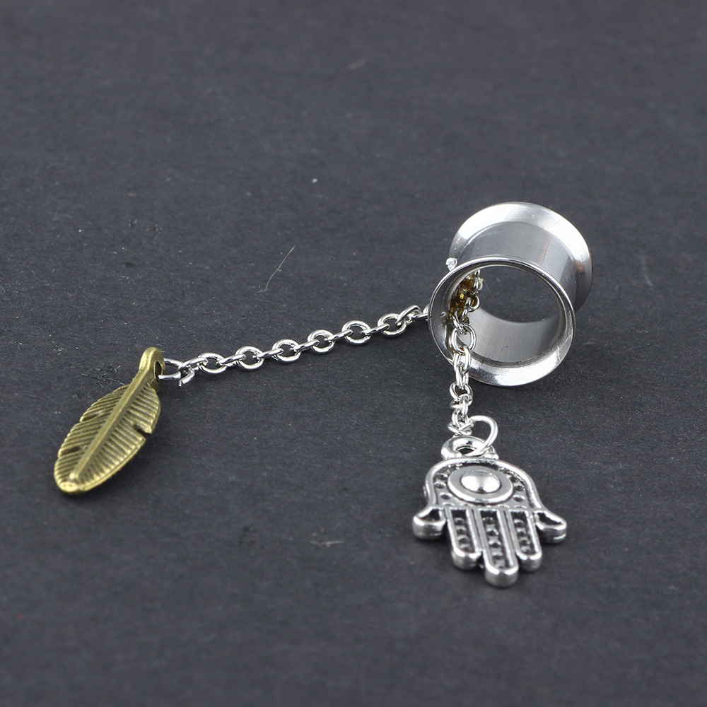 New Pendant Auricle Stainless Steel Ear Expansion Body Piercing Jewelry Palm Ear Plug - Image 5