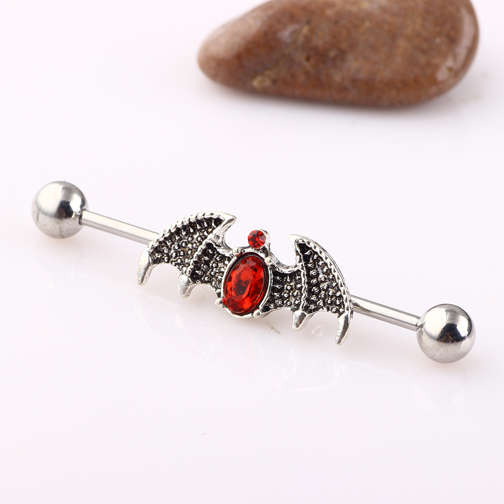Black Bat Industrial Ear Stud Long Earring eBay AliExpress WISH Tongue Nail Piercing Ear Expansion - Image 3