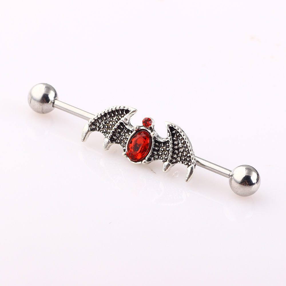 Black Bat Industrial Ear Stud Long Earring eBay AliExpress WISH Tongue Nail Piercing Ear Expansion - Image 4