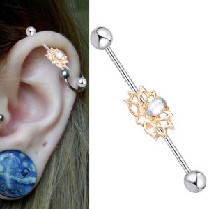 Gold Oval Industrial Earring Tongue Nail Piercing - Animal Style 2023 Spring Trendy