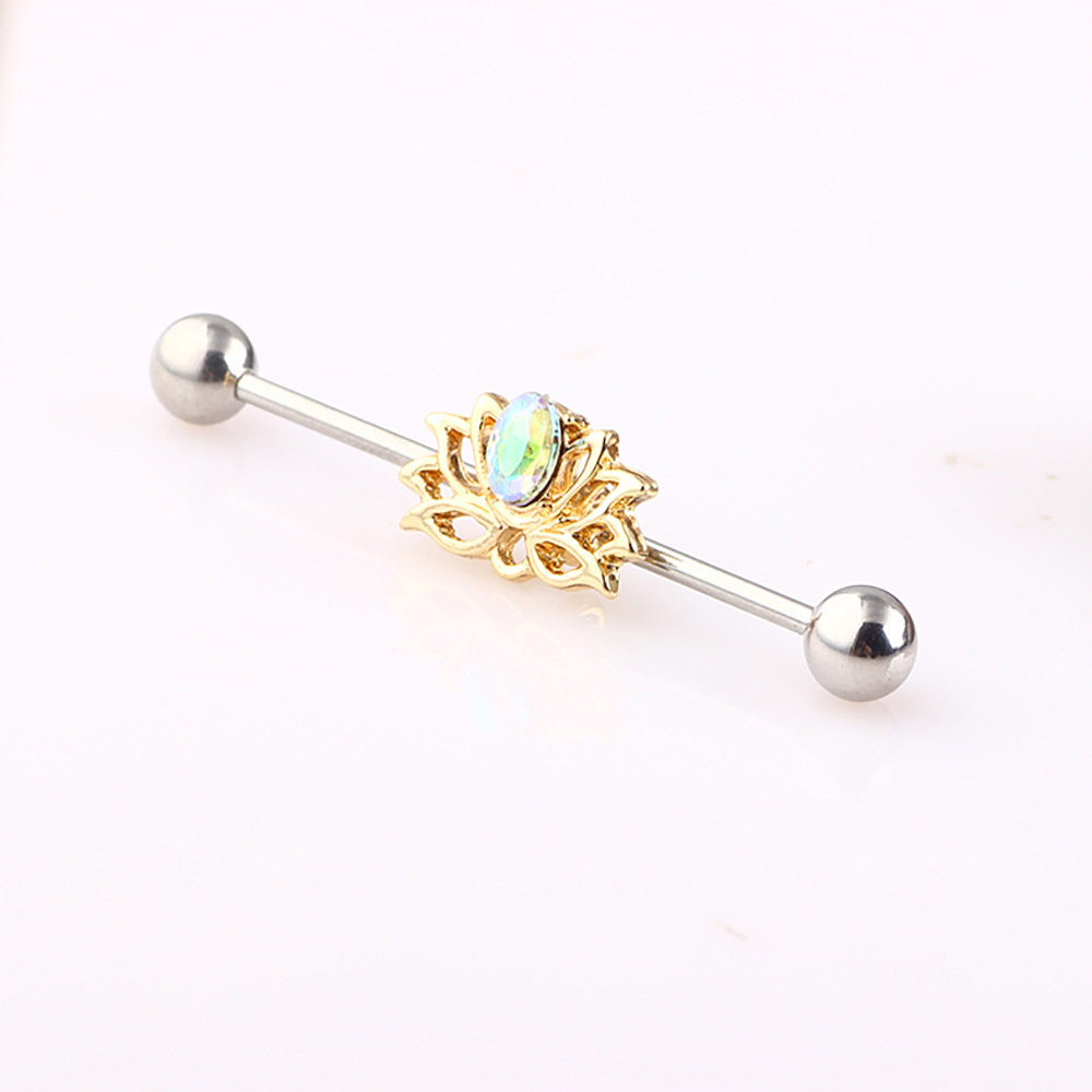 Gold Oval Industrial Earring Tongue Nail Piercing - Animal Style 2023 Spring Trendy - Image 5