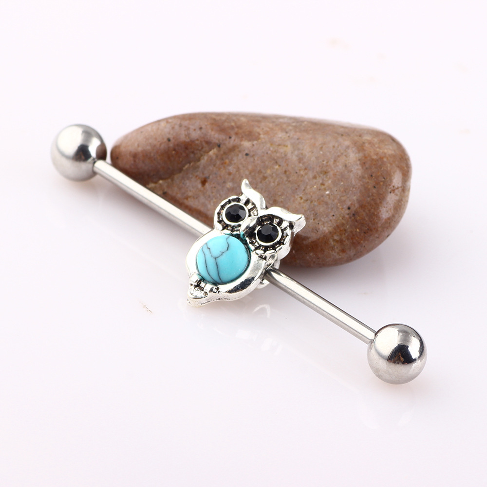 Owl Industrial Ear Studs Tongue Nail Piercing Expansion - Metal Animal Earring - Image 4