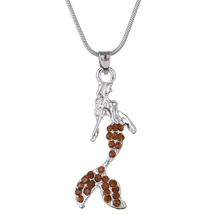 European American Short Mermaid Clavicle Necklace Multi-color Diamond Jewelry for Women - Image 5