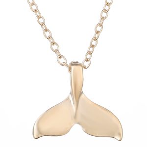 WISH Fashion Sweet Glossy Fishtail Mermaid Pendant Necklace Simple Cute Clavicle Chain for Women Wholesale