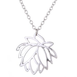 New Hollow Lotus Necklace Clavicle Chain Plant Lotus Alloy Pendant Wholesale Silver Color