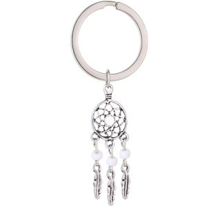 European American Hot Selling Alloy Tennis Turquoise Pendant Dreamcatcher Keychain Bag Accessories Jewelry Pink
