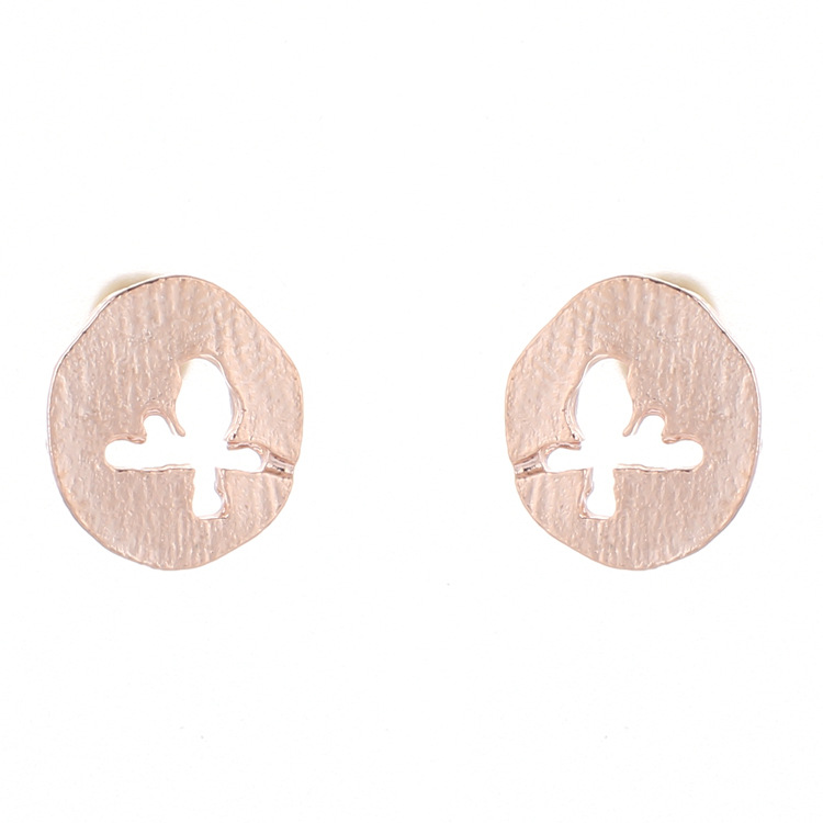 Bird Standing on Branches Hollow Bird Stud Earrings Alloy Electroplated Geometric Stud Earrings Rose Gold - Image 2