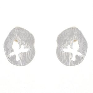 Bird Standing on Branches Hollow Bird Stud Earrings Alloy Electroplated Geometric Stud Earrings Rose Gold