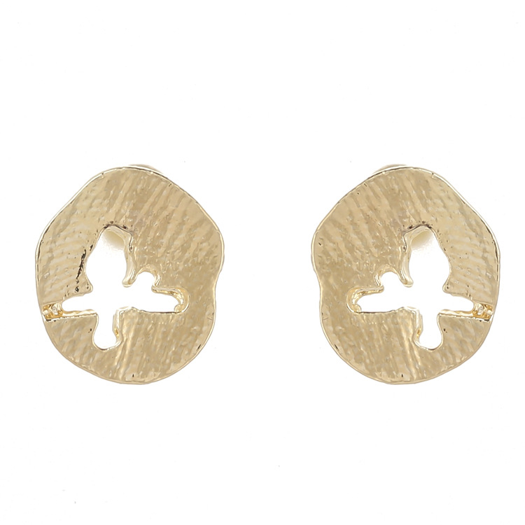 Bird Standing on Branches Hollow Bird Stud Earrings Alloy Electroplated Geometric Stud Earrings Rose Gold - Image 3