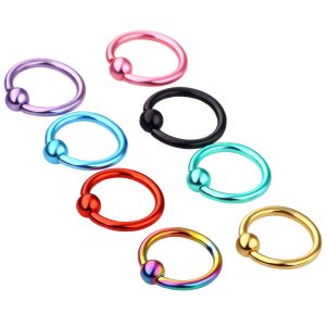 8 Pcs Mixed Color Septum Nose Ring Nail Piercing Jewelry Ear Studs Set - Stainless Steel