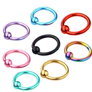 0.8mm 1.2mm BCR Earrings Breast Ring 316L Stainless Steel Body Piercing Jewelry Nose Ring Gold