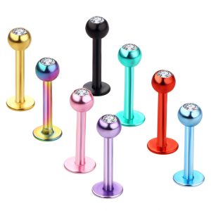 Gold Diamond Shape Stainless Steel Lip Labret Stud Flat Back Earring for Lip Ear Cartilage Piercing Jewelry