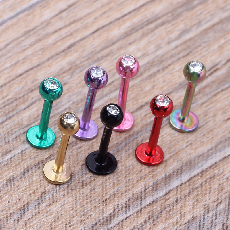 Gold Diamond Shape Stainless Steel Lip Labret Stud Flat Back Earring for Lip Ear Cartilage Piercing Jewelry - Image 4