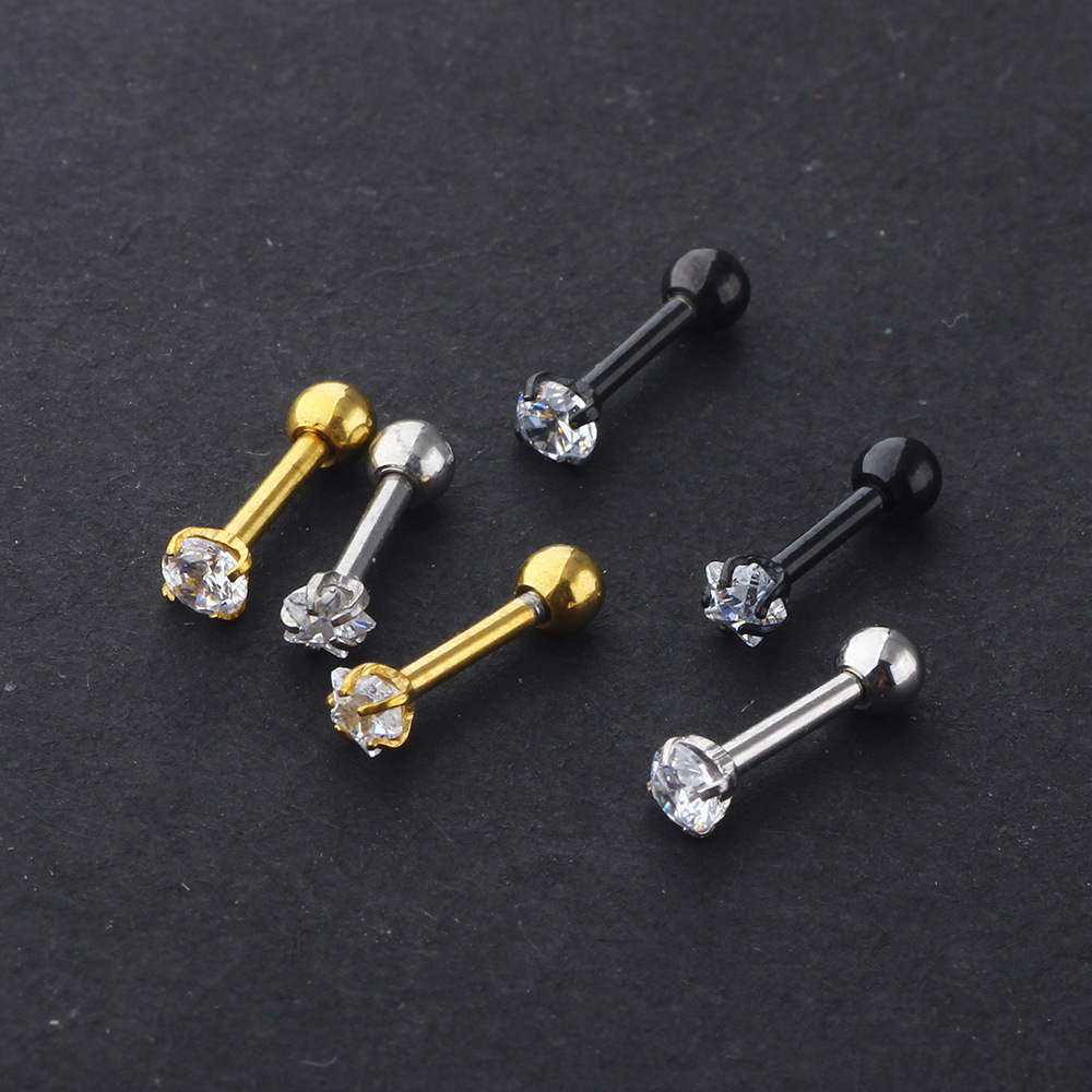 Rose Gold Round Zircon Stud Earrings for Women Men Fashion Geometric Ear Jewelry - Image 4