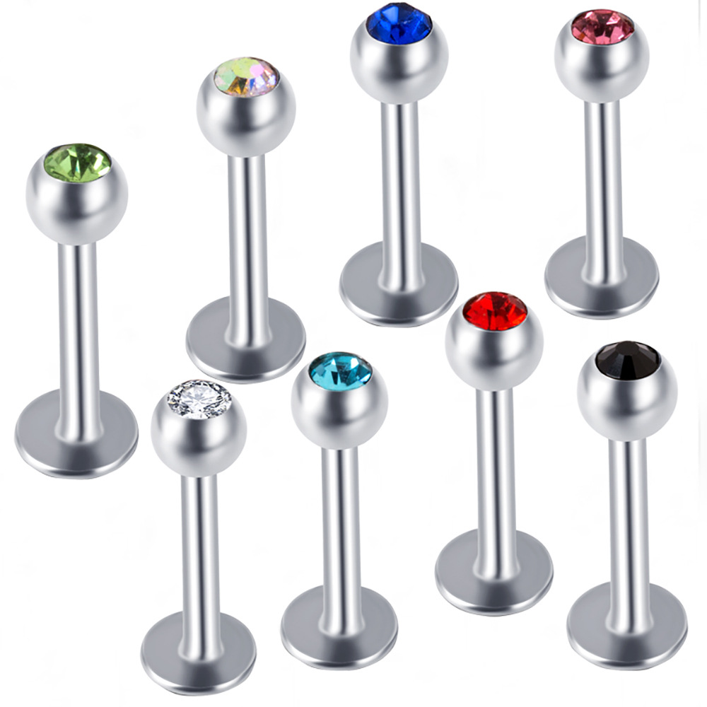 10 Pack Colorful Body Piercing Jewelry Set Stainless Steel Ear Lip Studs - Image 3