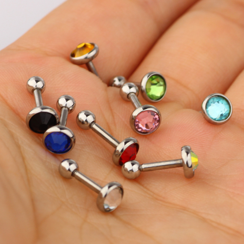 Flat Head Ear Bone Stud Earrings Lip Nail Eyebrow Nail Piercing Jewelry 5mm Red Stainless Steel - Image 5