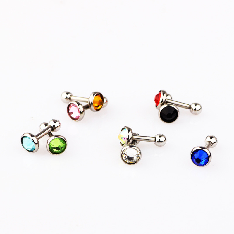Flat Head Ear Bone Stud Earrings Lip Nail Eyebrow Nail Piercing Jewelry 5mm Red Stainless Steel - Image 4