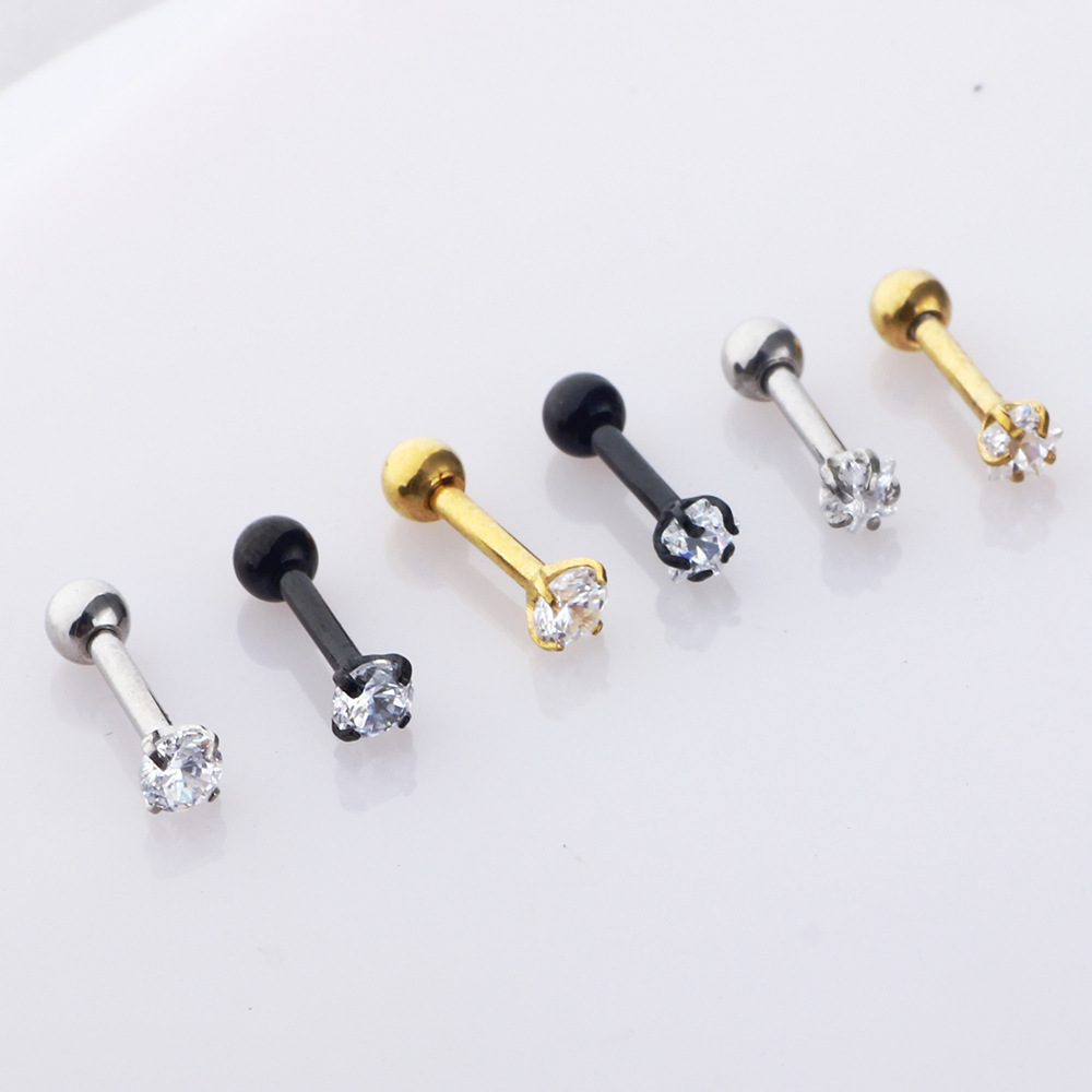 Rose Gold Round Zircon Stud Earrings for Women Men Fashion Geometric Ear Jewelry - Image 2