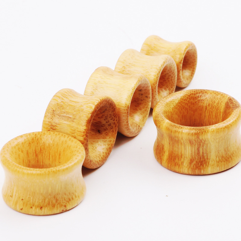 Ear Expansion Set 3 Pairs Wood Bamboo Stainless Steel Body Piercing Jewelry 20mm - Image 2