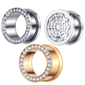 Stainless Steel Ear Stretching Kit 3 Pairs Cartilage Piercing Jewelry Ear Tunnels Gauges