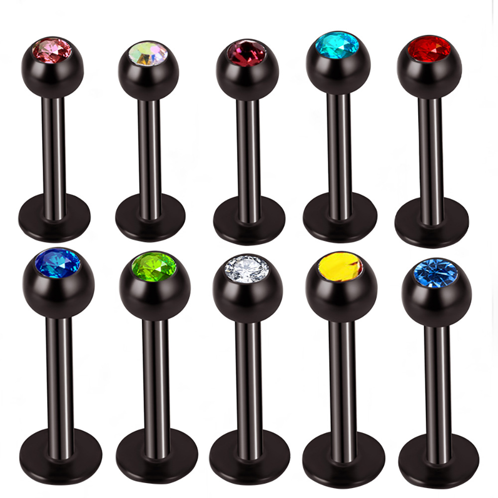 10 Pack Colorful Body Piercing Jewelry Set Stainless Steel Ear Lip Studs - Image 5