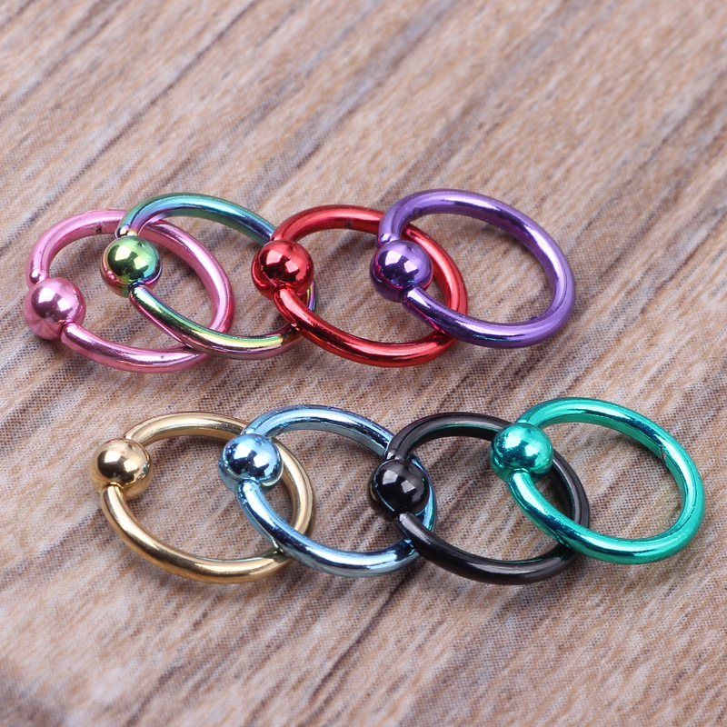 0.8mm 1.2mm BCR Earrings Breast Ring 316L Stainless Steel Body Piercing Jewelry Nose Ring Gold - Image 2