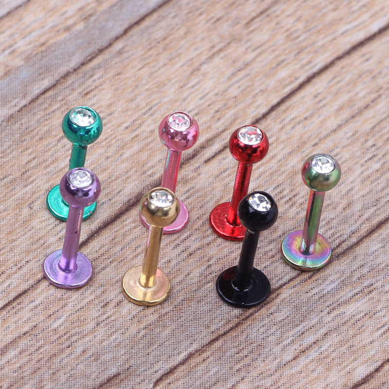 Gold Diamond Shape Stainless Steel Lip Labret Stud Flat Back Earring for Lip Ear Cartilage Piercing Jewelry - Image 3