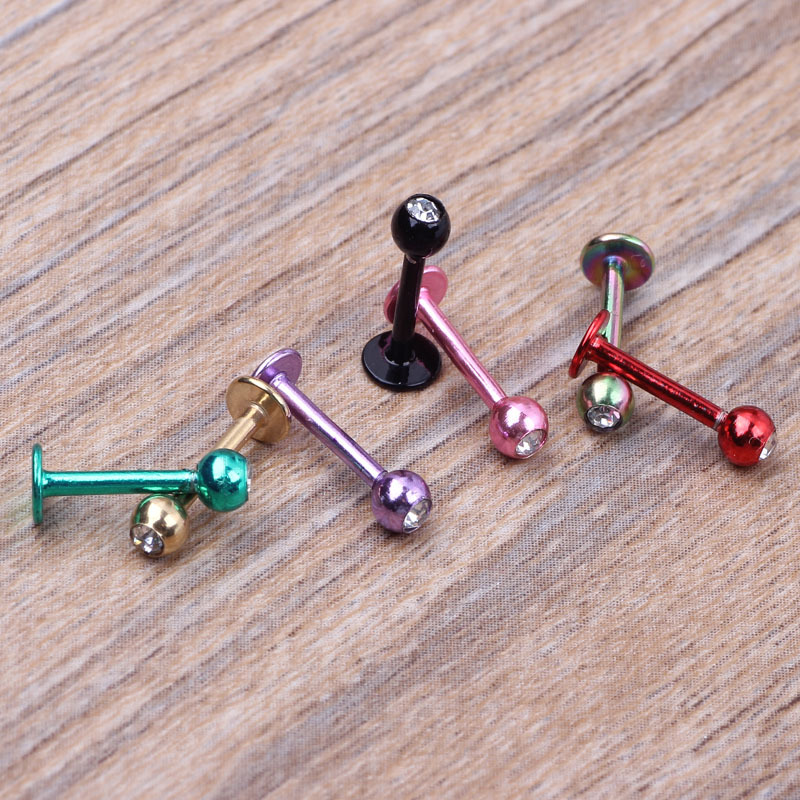Gold Diamond Shape Stainless Steel Lip Labret Stud Flat Back Earring for Lip Ear Cartilage Piercing Jewelry - Image 5